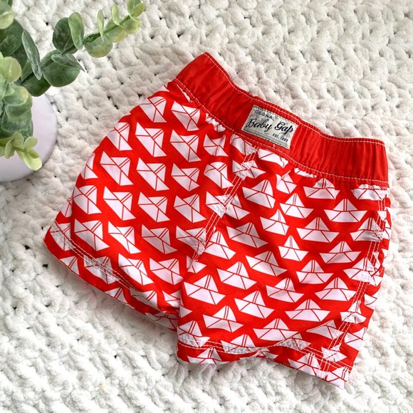 Baby GAP Sailboat Swim Trunks (Red/Orange) 6-12M - Picture 2 of 4